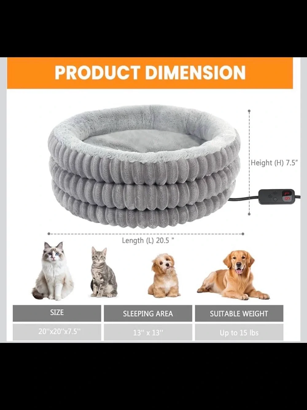 20” Heated Donut Cat Bed & Adjustable Pad - New in Box